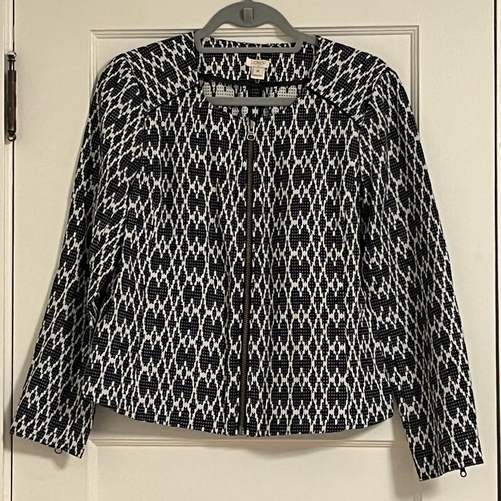 J.Crew Navy and white printed blazer